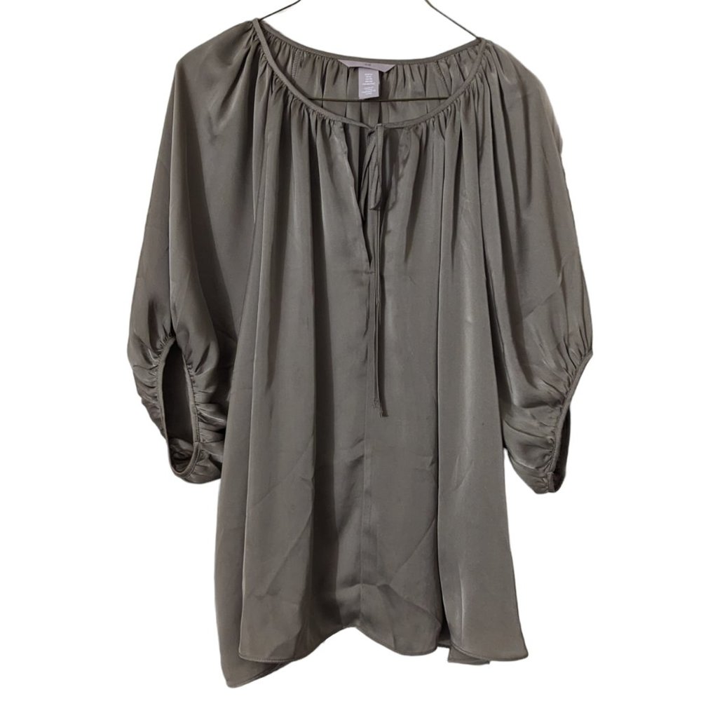 Women's H&M loose fit tie front blouse, green, size XL